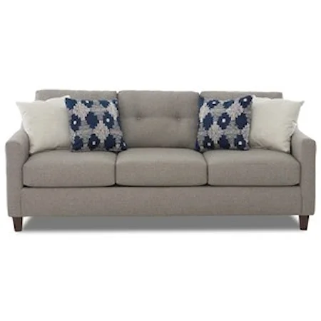 Contemporary Sofa with Loose Tufted Back Cushions and Track Arms